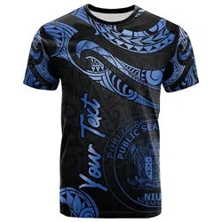Niue Polynesian Custom Personalised T-Shirt - Poly Tattoo Blue Version