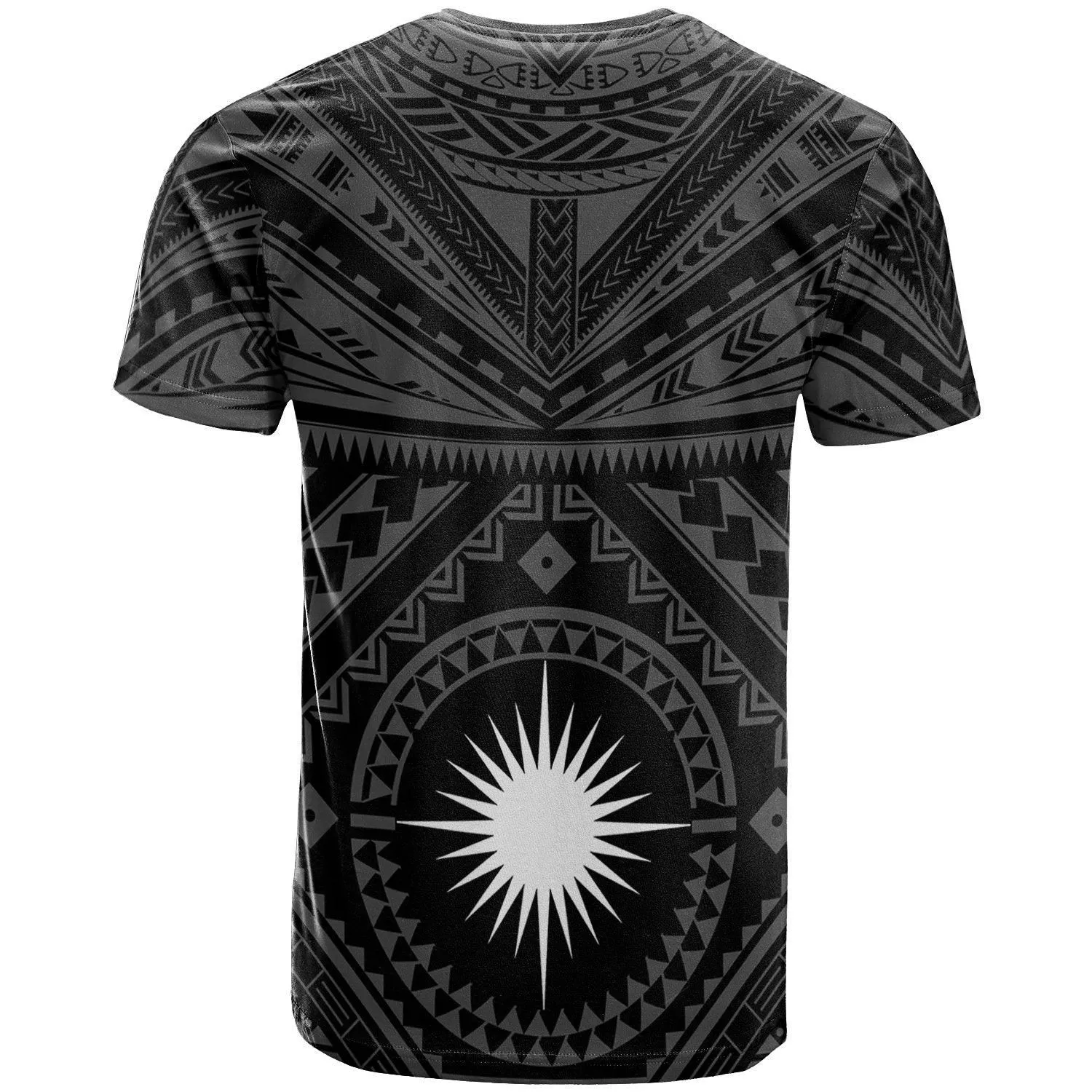 Marshall T shirt - Marshall Seal With Polynesian Tattoo Style Black