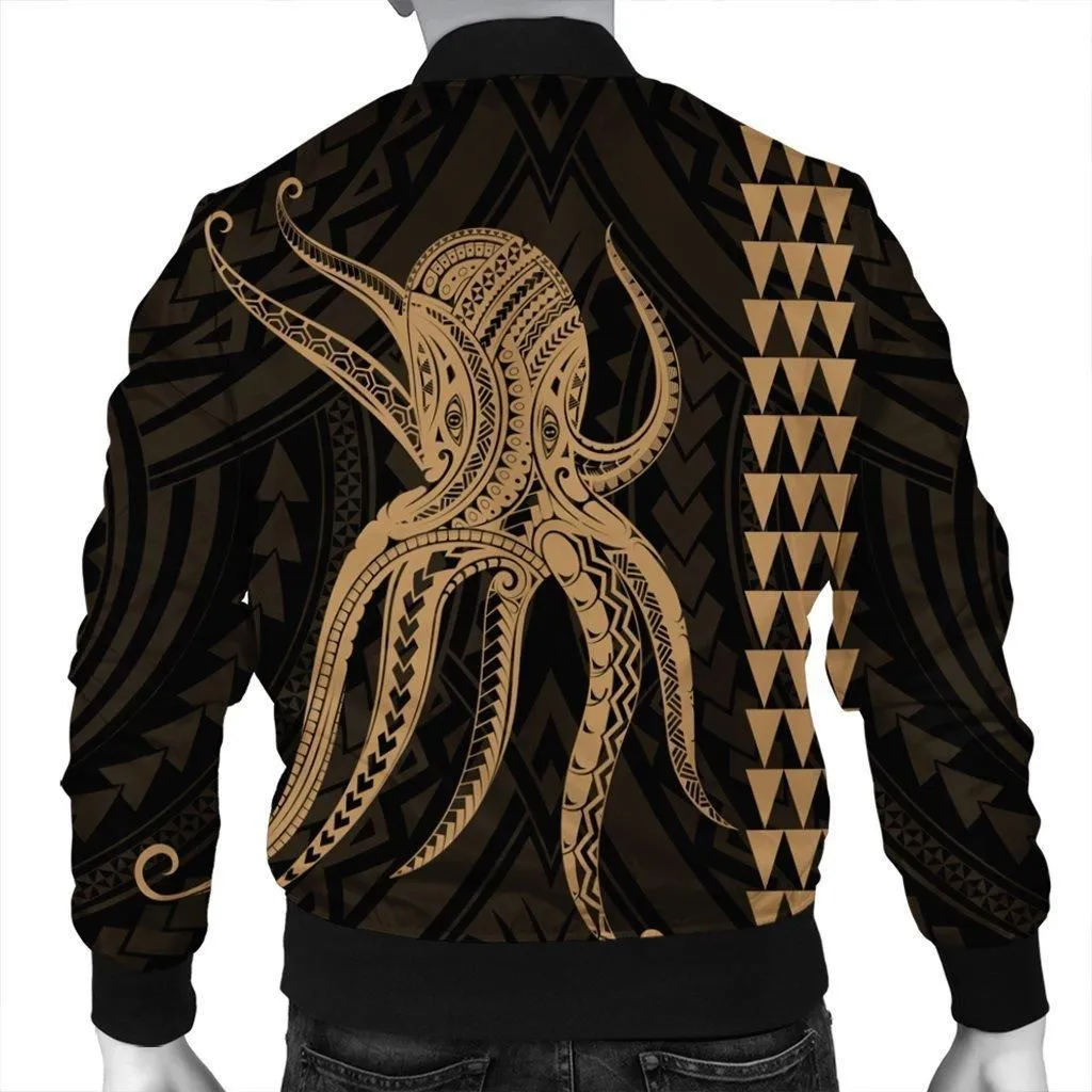 Hawaii Octopus KaKau Polynesian Bomber Jacket - Gold
