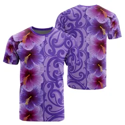 Hawaii Hibiscus Flower Polynesian T Shirt Curtis Style Purple Ah J2 Hawaiian Shorts Beach Short Sleeve