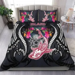 Vibe Hoodie Cook Islands Bedding Set - Polynesian Shark Hibiscus Flower