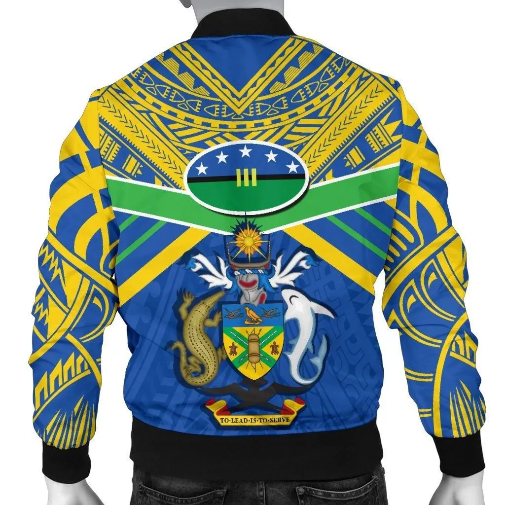 Solomon Islands Men Bomber Jacket Simple Coat Of Arms Rugby