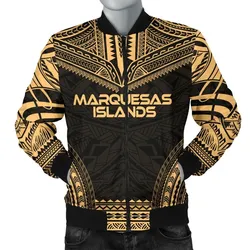 Marquesas Islands Polynesian Chief Men's Bomber Jacket - Gold Version - Bn10