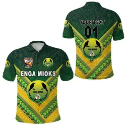 (Custom Personalised) Papua New Guinea Enga Mioks Polo Shirt Rugby Original Style - Green, Custom Text And Number LT8