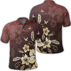 Alohawaii Shirt - Hawaiian Golden Hibiscus Butterfly Polynesian Polo Shirt - AH - JR