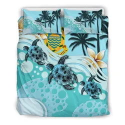 Tuvalu Blue Turtle Hibiscus Bedding Set 