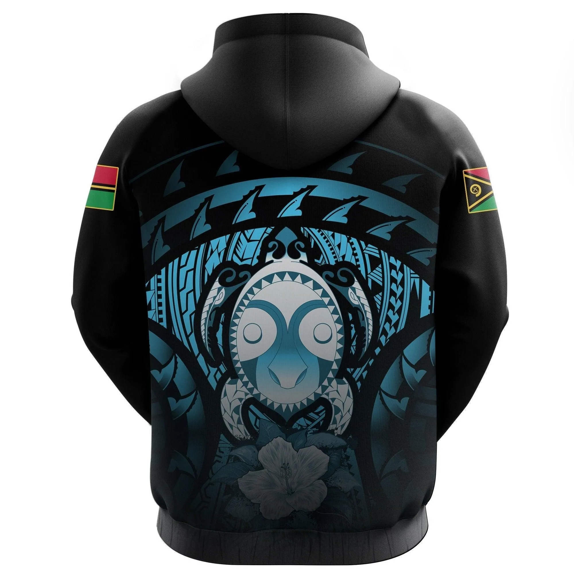 Vanuatu Turtle Hibiscus Pullover Hoodie (Blue)