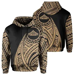 Hawaii Mauna Kea Polynesian Tattoo Style Gold Ah Unisex 3D Hoodie All Over Print Hkiag