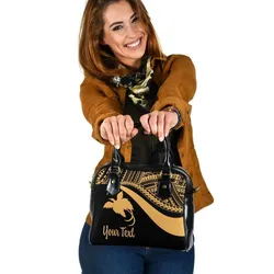 Papua New Guinea Custom Personalised Shoulder Handbag - Gold Polynesian Tentacle Tribal Pattern