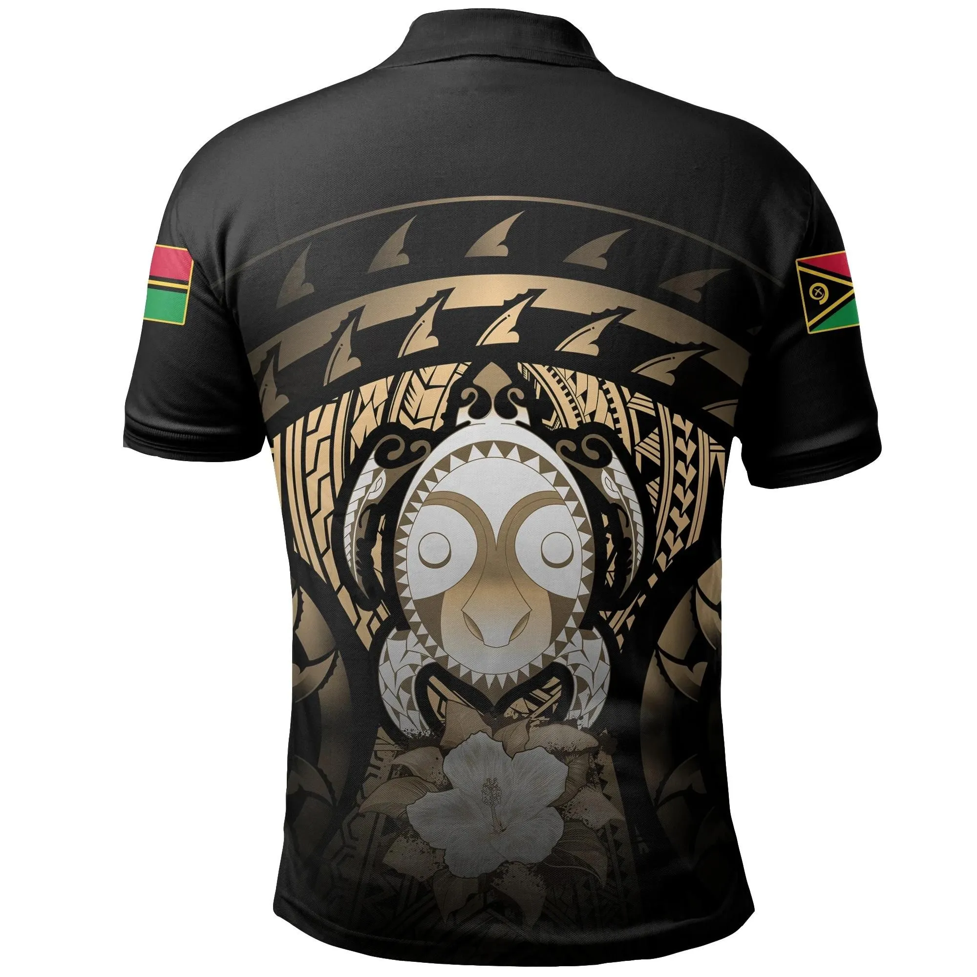 Alohawaii Shirt - Polo Shirt Vanuatu Turtle Hibiscus (Gold) A02