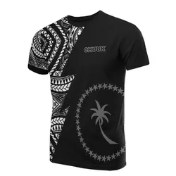 Chuuk Pattern T Shirt - Chuuk Flag Polynesian Tattoo Black Style
