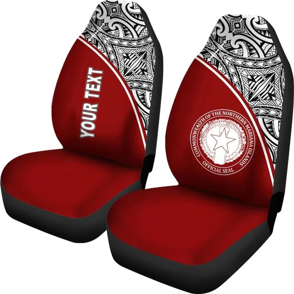 Northern Mariana Islands Polynesian Custom Personalised Car Seat Covers - Red Curve - BN12