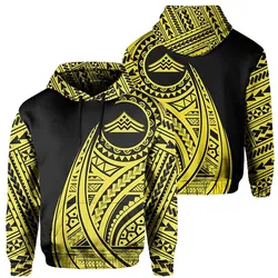 Hawaii Mauna Kea Polynesian Tattoo Style Yellow Ah Unisex 3D Hoodie All Over Print Hkiaj