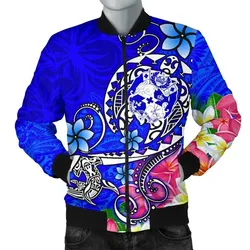 FamilyGater Jacket - Bomber Jacket Tonga - Turtle Plumeria (Blue) - BN18