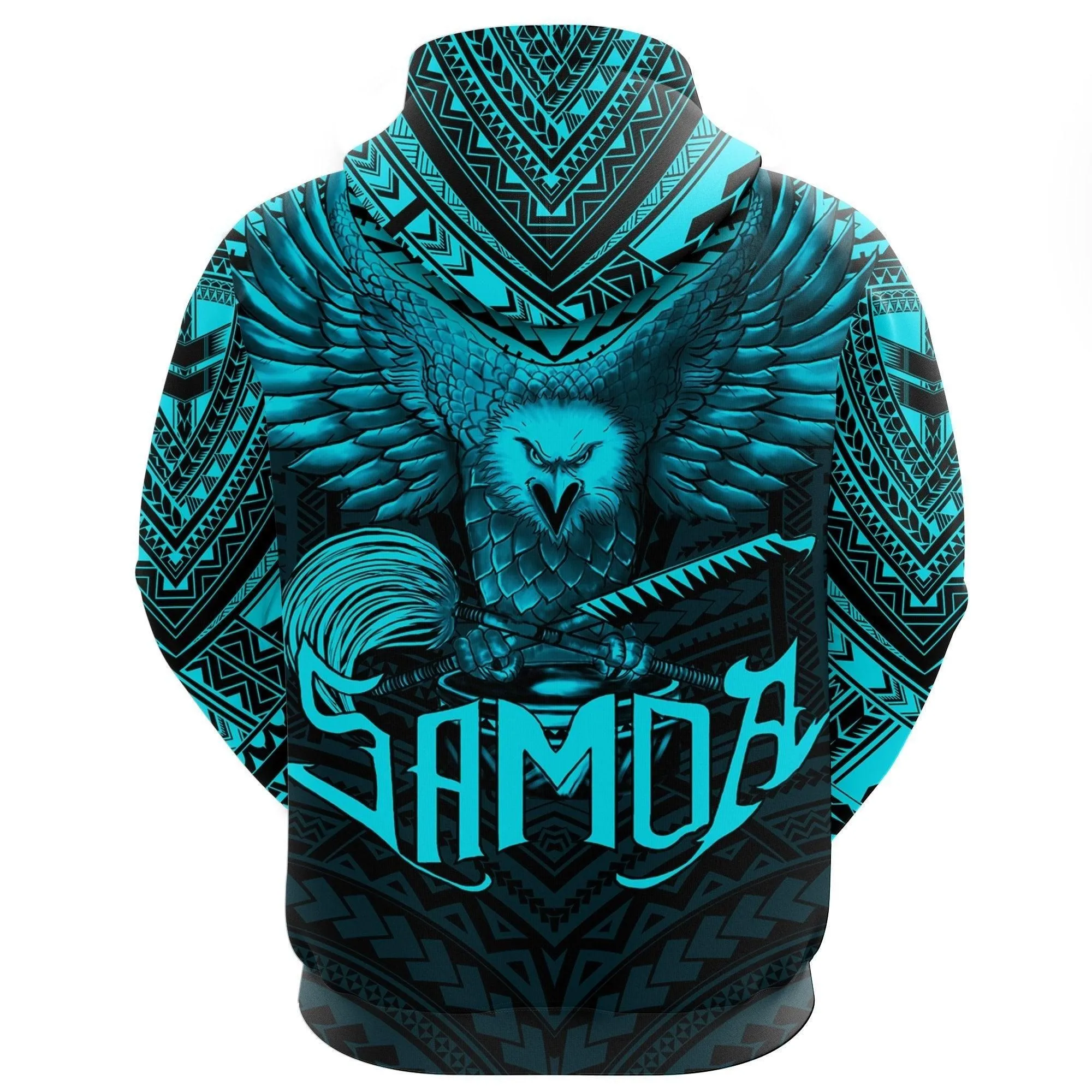 American Samoa Hoodie Eagle Tattoo Style Bleu Clair
