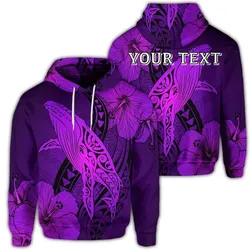 (Personalised) Hawaiian Map Whale Swim Hibiscus Polynesian Hoodie - Purple