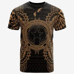 Northern Mariana Islands All Northern Mariana Islands Seal Map Polynesian Tattoo Gold Unisex 3D T-Shirt All Over Print ONCKV