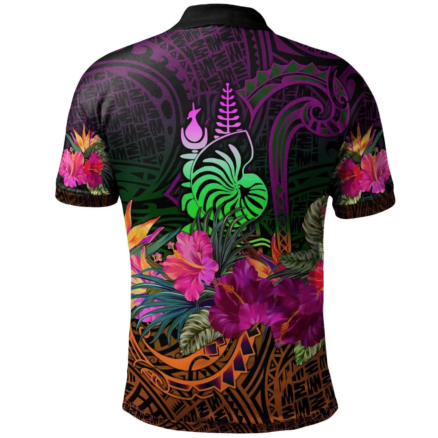 New Caledonia Polynesian Polo Shirt - Summer Hibiscus