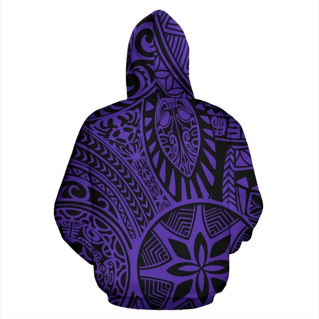 Hawaii Hoodie - Polynesian Hawaiian Style Tribal Tattoo Violet Pullover