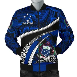 Samoa Men Bomber Jacket Polynesian Shark Tattoo