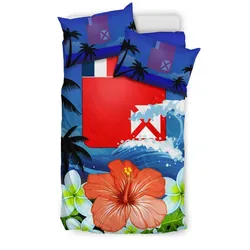 FamilyGater Bedding Set - Cover and Pillow Cases Wallis and Futuna Coat Of Arms Hibiscus Th5