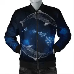 Alohawaii Jacket - Hawaiian Map Galaxy Zodiac Dolphin White Polynesian Bomber Jacket - AH - J4R