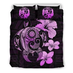 FamilyGater Bedding Set - Cover and Pillow Cases Tonga Hibiscus Plumeria Mix Polynesian Turtle Pink J1