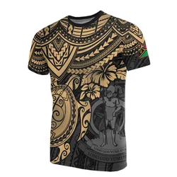 Vanuatu T shirt - Vanuatu Coat Of Arms Gold Turtle Hibiscus