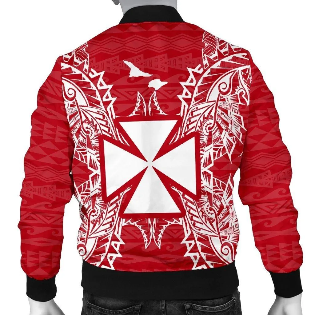 Wallis and Futuna Polynesian Mens Bomber Jacket Map Red White