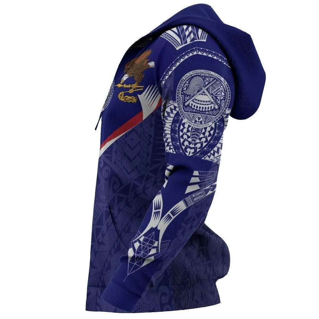 American Samoa Powerful Hoodie - American Samoa Flag Seal Polynesian Tattoo