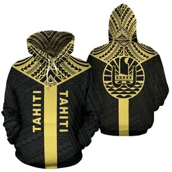 Tahiti Pullover Hoodie - Tahiti Flag Polynesian Tattoo Black