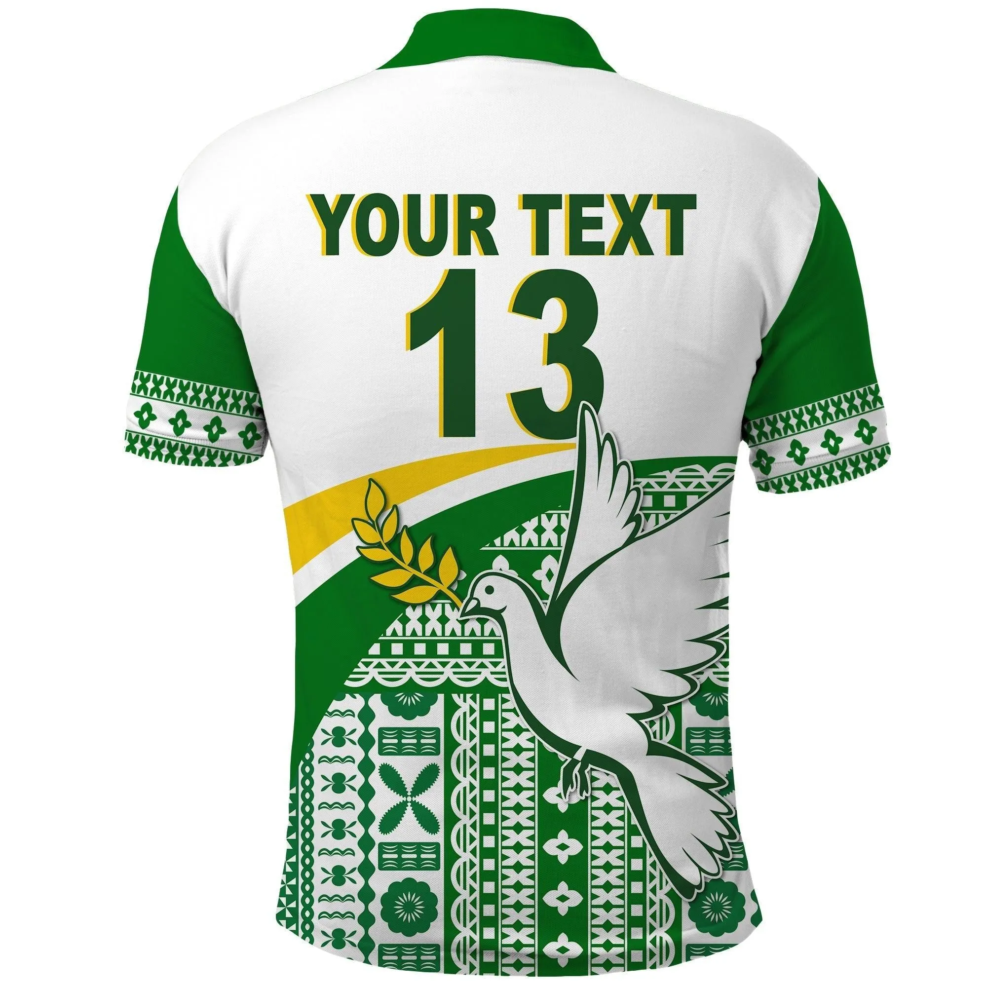 (Custom Text and Number) Tailevu Rugby Polo Shirt Fiji Rugby Tapa Pattern White LT13