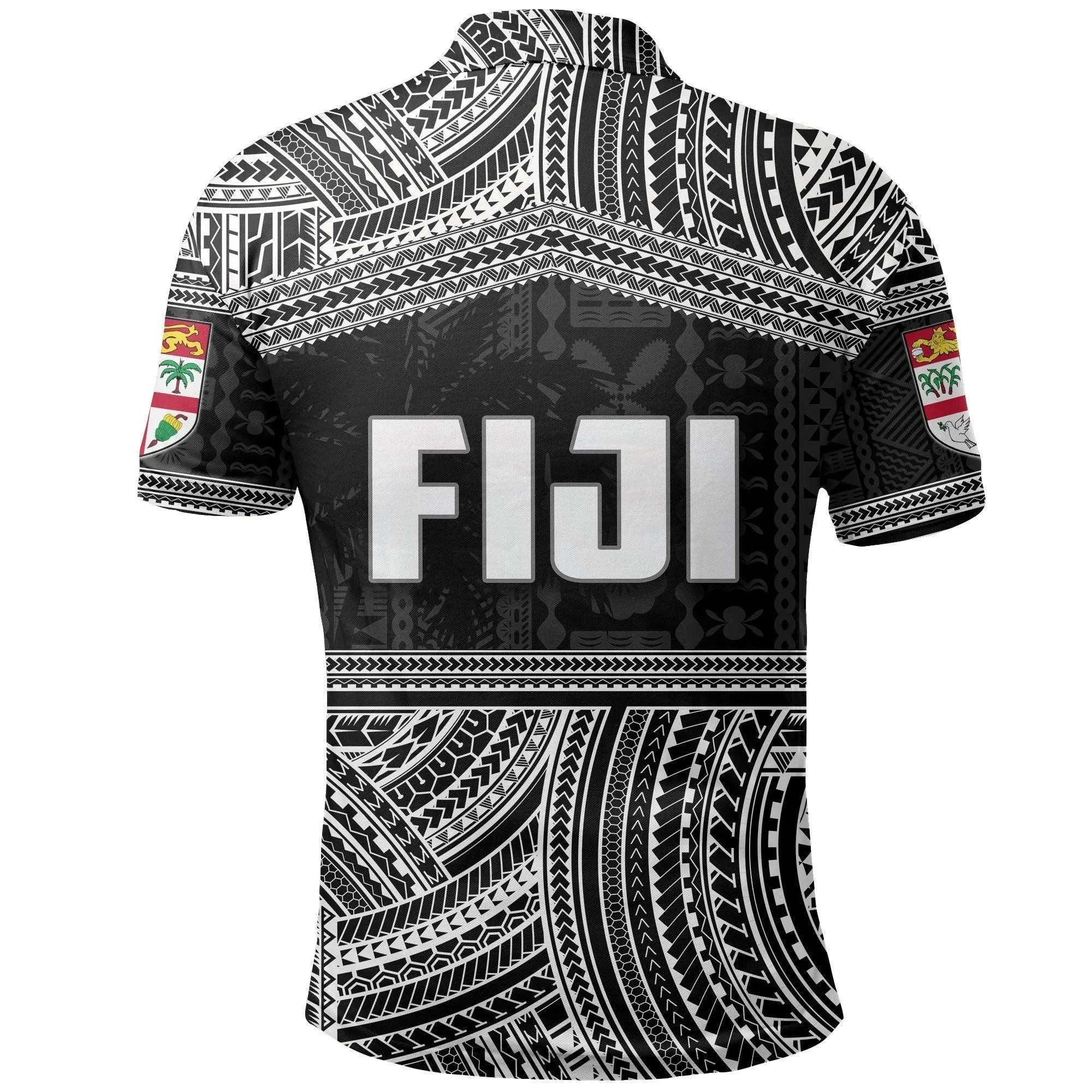 Fiji Rugby Polynesian Patterns Polo Shirt White