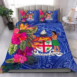 Fiji Bedding Set - Hibiscus Polynesian Pattern Blue Version