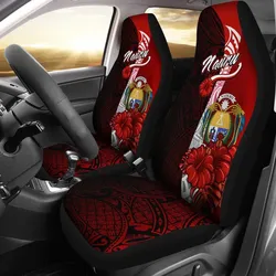 Nauru Polynesian Car Seat Covers - Coat Of Arm With Hibiscus