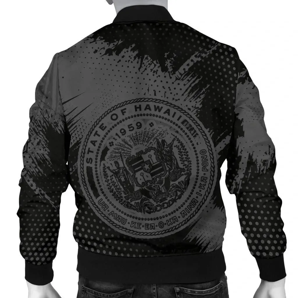 FamilyGater Jacket - King Kamehameha Hawaii Men's Bomber Jacket - Gray - Vincent Style - AH J91