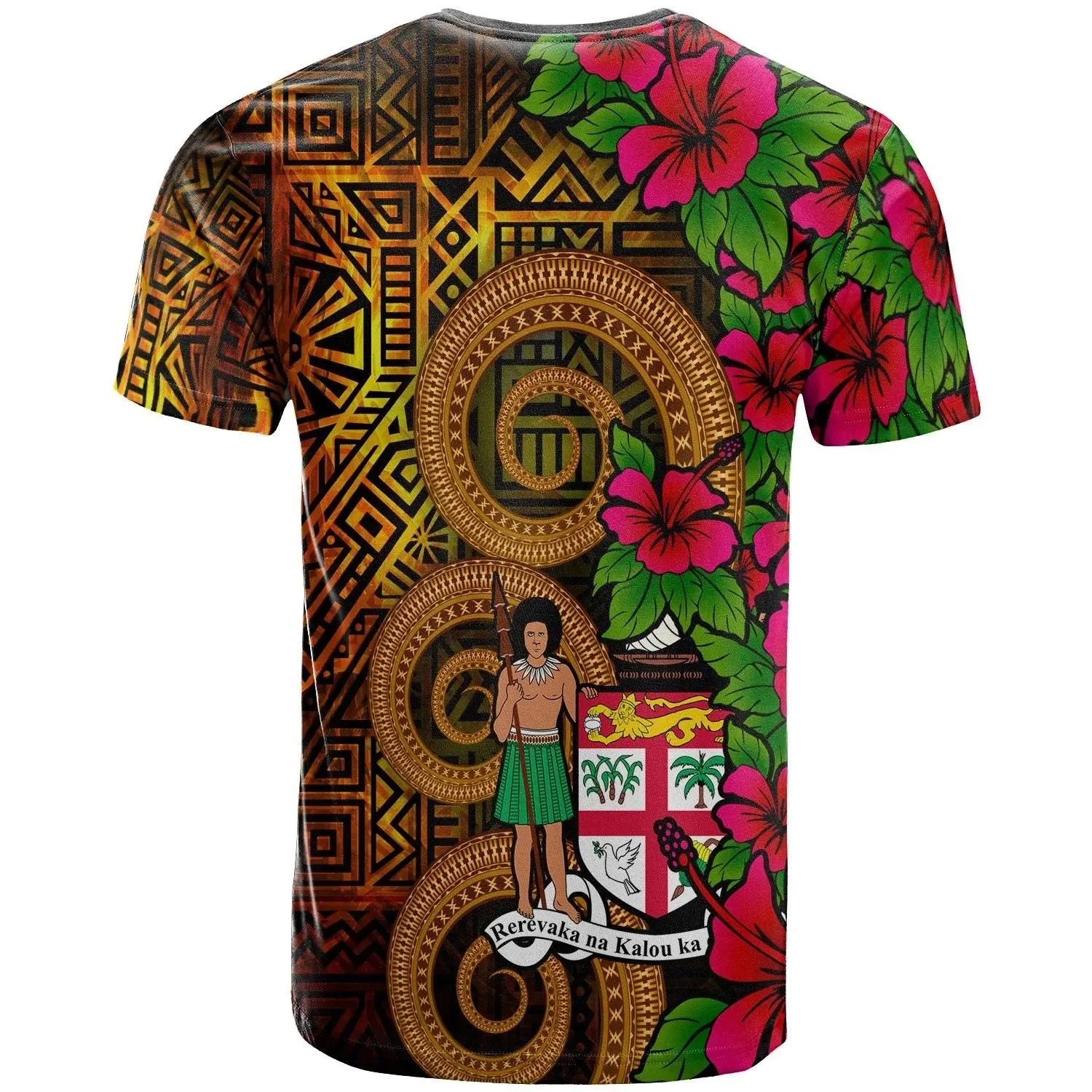 Fiji Polynesian T-Shirt - Hibiscus Vintage - BN12