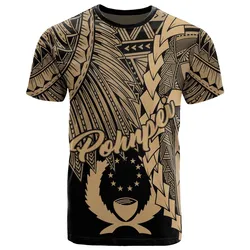 Pohnpei Micronesia T-Shirt - Tribal Wave Tattoo Gold