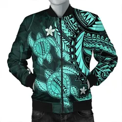 Alohawaii Jacket - Hawaii Polynesian Turtle Hibiscus Bomber Jacket - Turquoise - AH - J4R