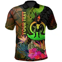 Vanuatu Polynesian Personalised  Polo Shirt -  Hibiscus and Banana Leaves