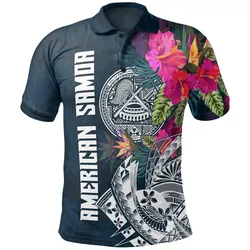 American Samoa Polo Shirt - Polynesian Hibiscus with Summer Vibes