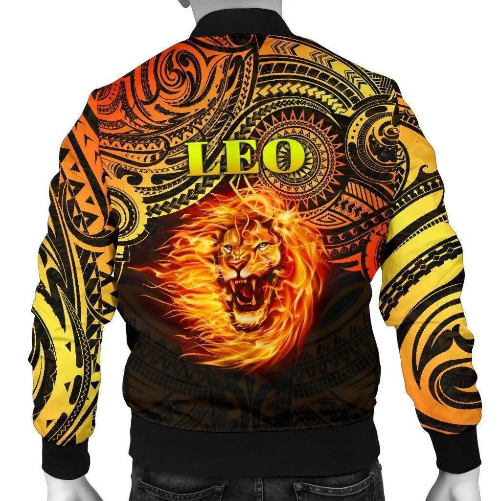 Sun In Leo Zodiac Men Bomber Jacket Polynesian Tattoo Unique Vibes
