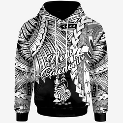 New Caledonia Polynesian Hoodie - Tribal Wave Tattoo White