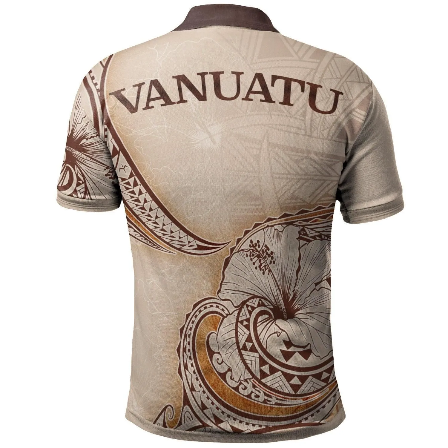 Vanuatu Polo Shirt - Hibiscus Flowers Vintage Style