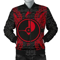 Yap Polynesian Mens Bomber Jacket Map Red