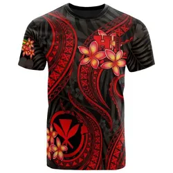 Polynesian Hawaii T shirt - Red Plumeria