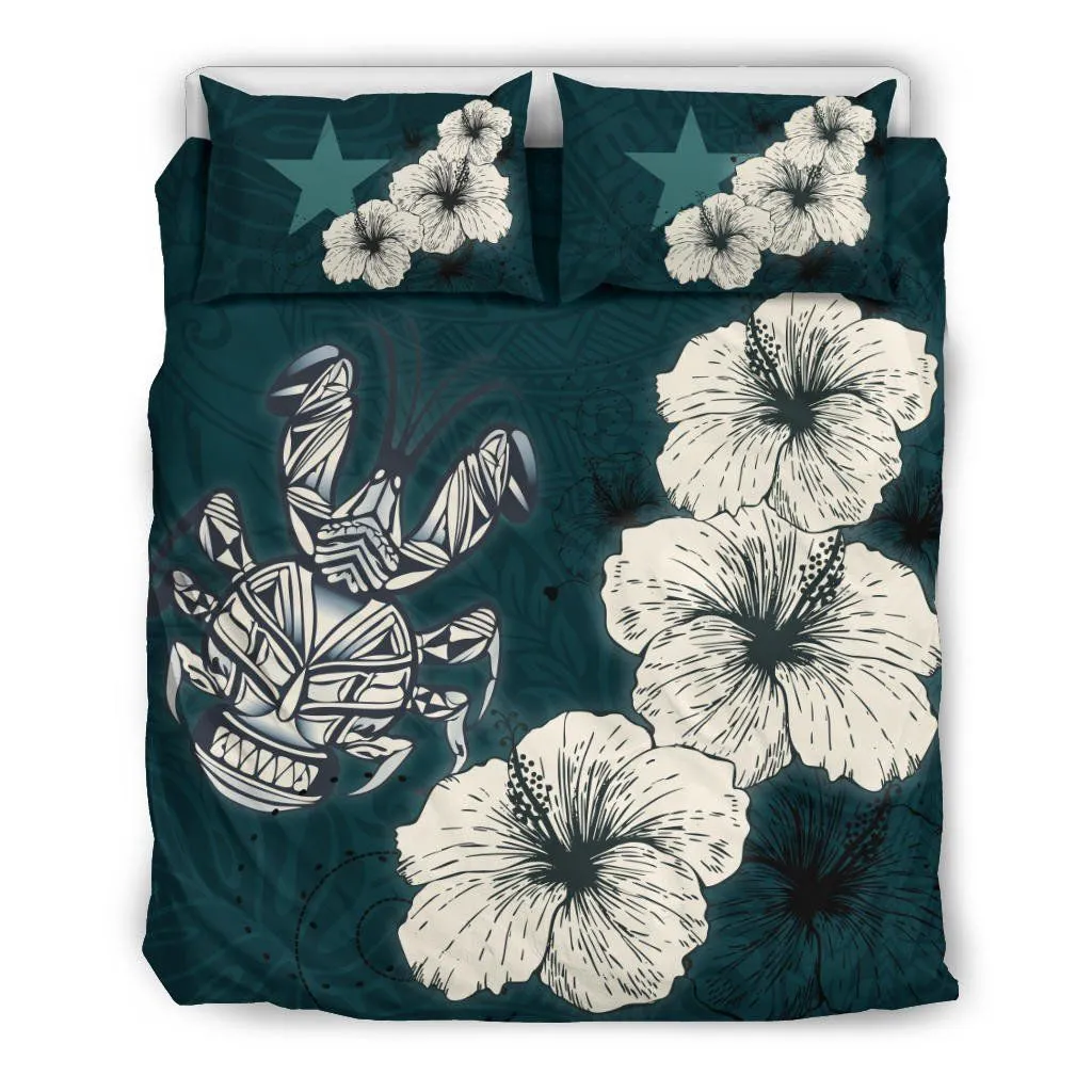Niue Hibiscus Turtle Polynesian Bedding Set - Style Green A10