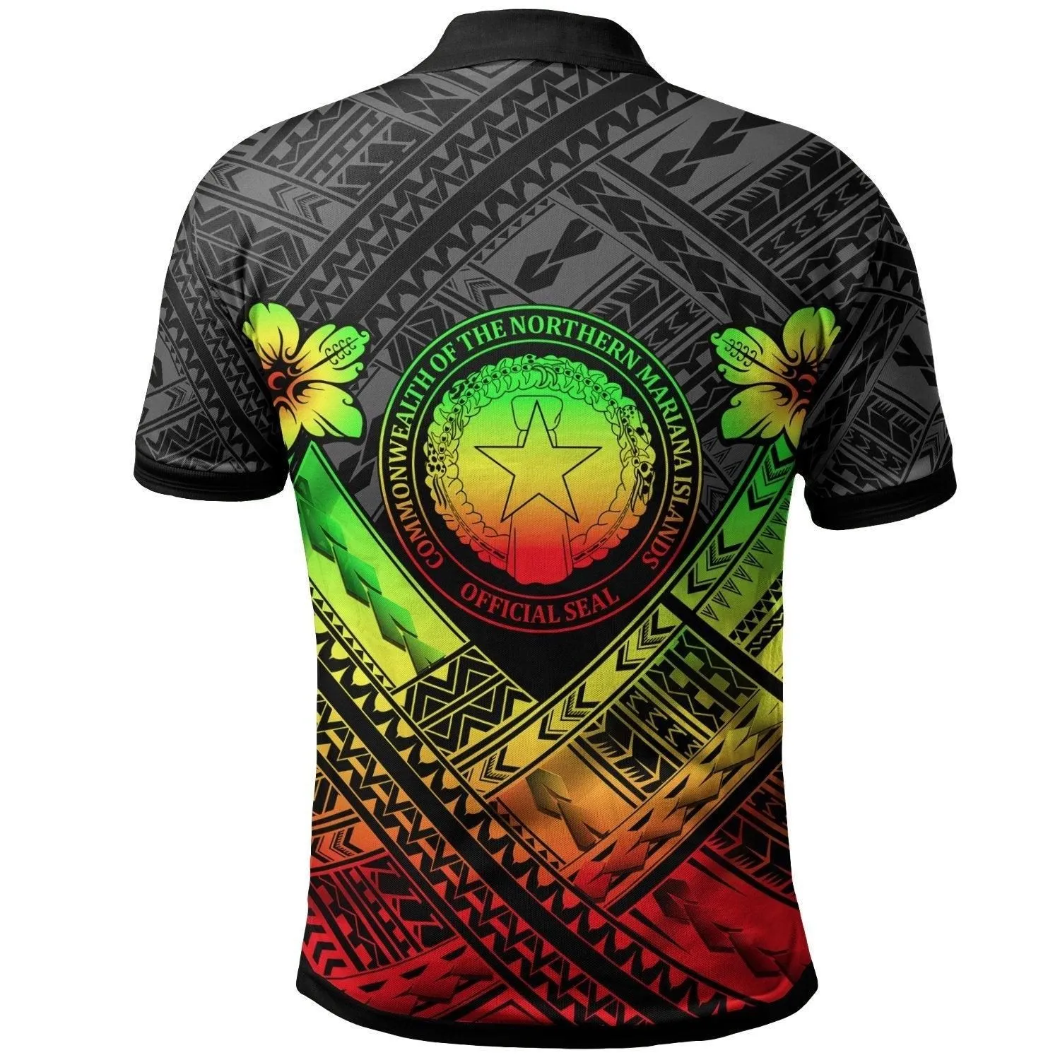 Northern Mariana Islands Polo Shirts - CNMI Seal Camisole Hibiscus Style Reggae