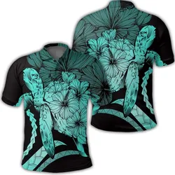 Hawaiian - Hawaii Turtle Hibiscus Polynesian Vintage Polo Shirt - Turquoise - AH