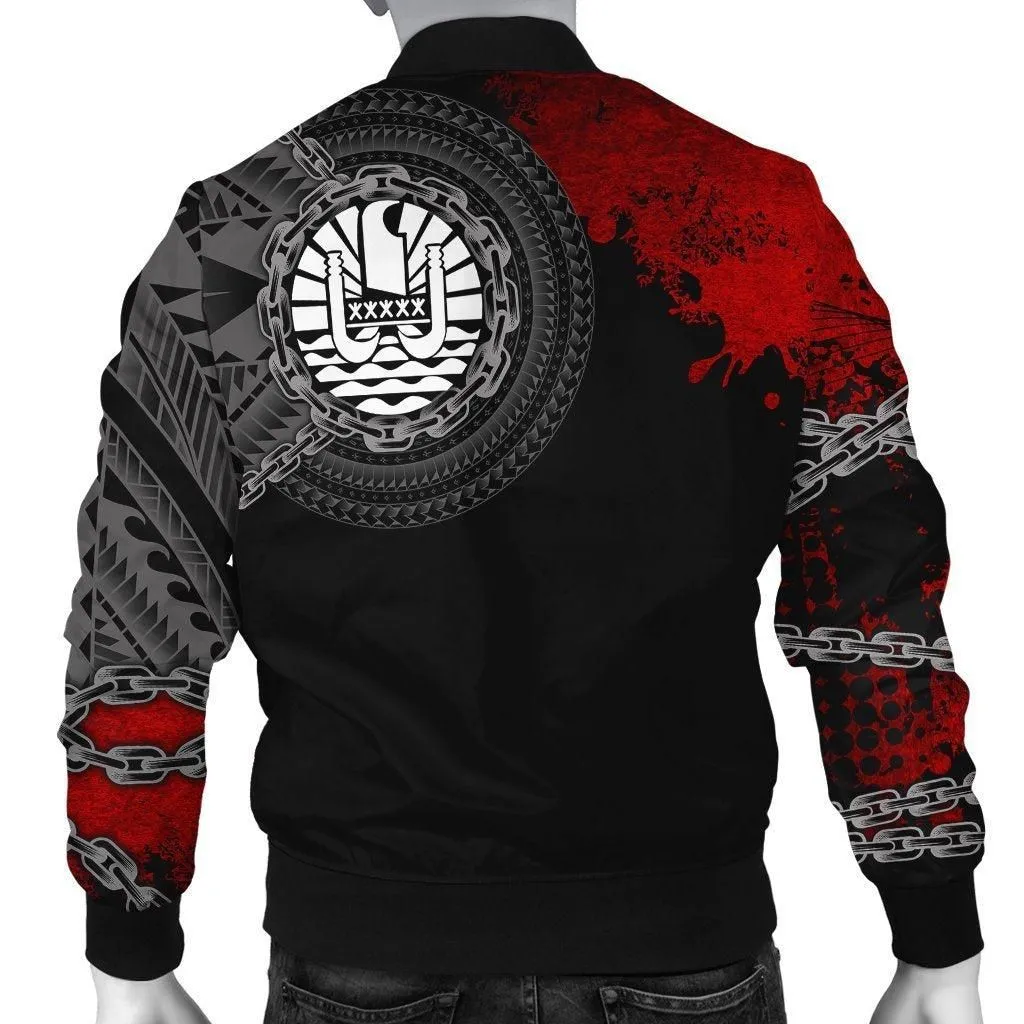 Tahiti Polynesian Mens Bomber Jacket - Polynesian Chain Style